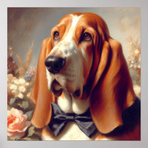 Vintages Basset-Hound-Gemälde Poster