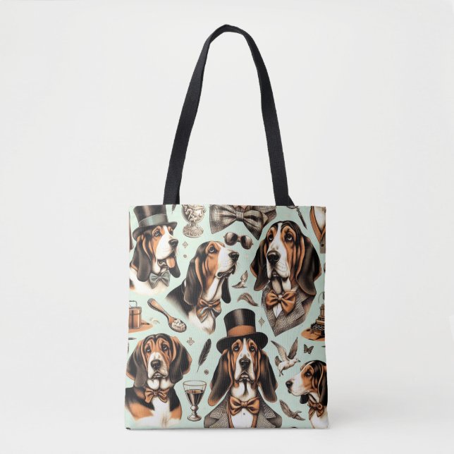 Vintages Basset Hound nahtlos (Vorderseite)