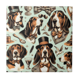 Vintages Basset Hound nahtlos Fliese