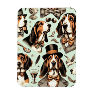 Vintages Basset Hound nahtlos Magnet
