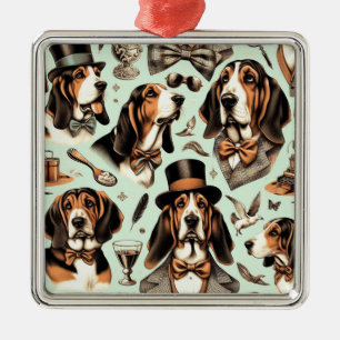 Vintages Basset Hound nahtlos Ornament Aus Metall