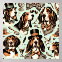Vintages Basset Hound nahtlos