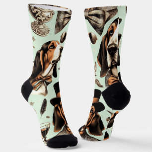 Vintages Basset Hound nahtlos Socken