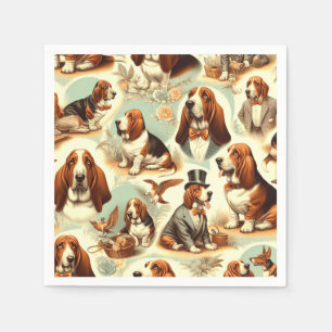 Vintages Basset Hound Nahtlose Illustration Serviette