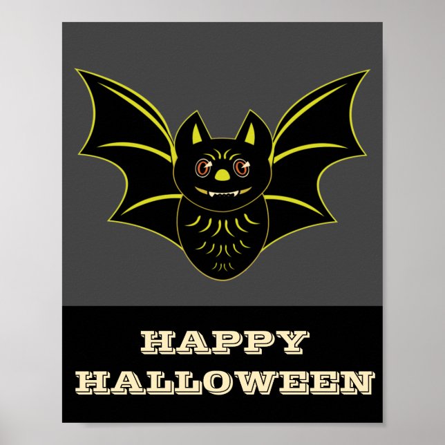 Vintages Bat Happy Halloween Poster (Vorne)