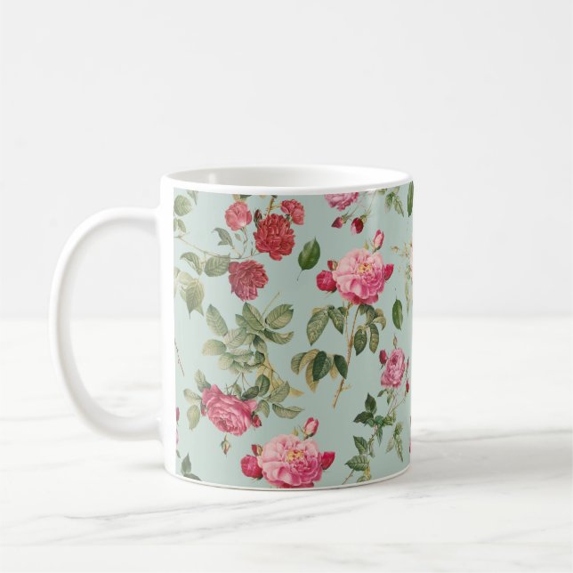 Vintages Bauernhaus Rosa Rose Kaffeetasse (Links)