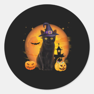 Vintages Beängstigendes Halloween-Katzenkostüm Hex Runder Aufkleber