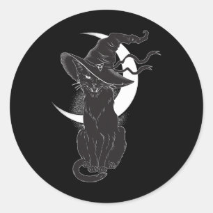 Vintages Beängstigendes Halloween-Katzenkostüm Hex Runder Aufkleber