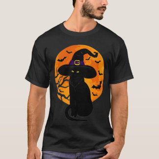 Vintages Beängstigendes Halloween-Katzenkostüm Hex T-Shirt