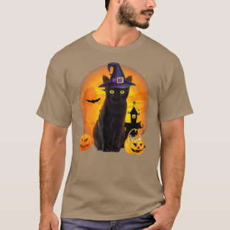 Vintages Beängstigendes Halloween-Katzenkostüm Hex T-Shirt