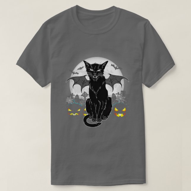 Vintages Beängstigendes Halloween-Katzenkostüm Hex T-Shirt (Design vorne)