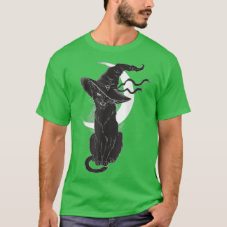 Vintages Beängstigendes Halloween-Katzenkostüm Hex T-Shirt