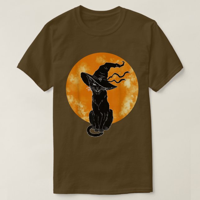 Vintages Beängstigendes Halloween-Katzenkostüm Hex T-Shirt (Design vorne)