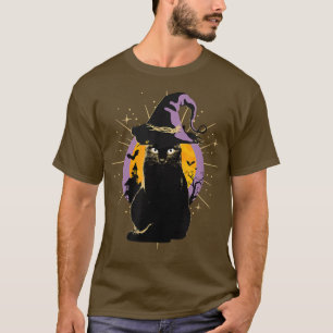 Vintages Beängstigendes Halloween-Katzenkostüm Hex T-Shirt