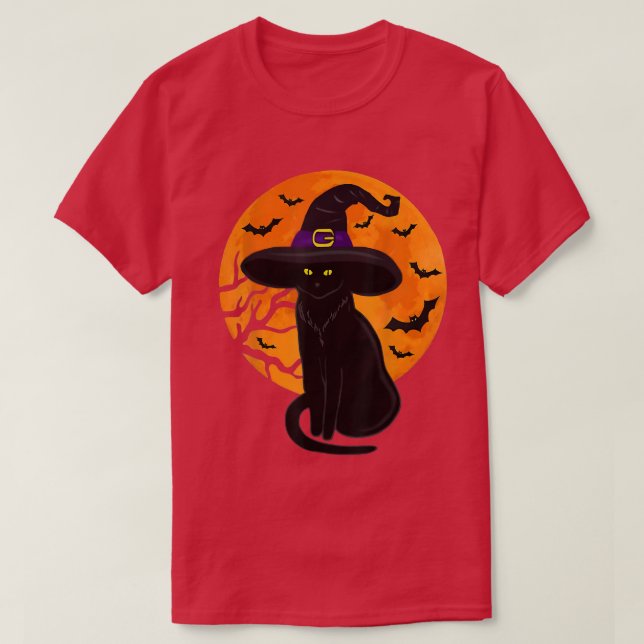 Vintages Beängstigendes Halloween-Katzenkostüm Hex T-Shirt (Design vorne)