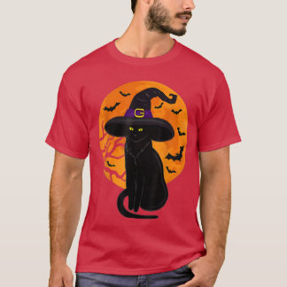Vintages Beängstigendes Halloween-Katzenkostüm Hex T-Shirt