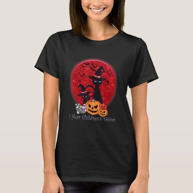 Vintages Beängstigendes Halloween-Katzenwitschchen T-Shirt (Vorderseite)