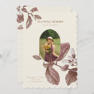 Vintages Beerdigungsprogramm für das Foto Einladung