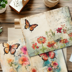 Vintages beidseitiges Schmetterlingsbücherpapier