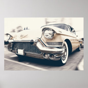 VINTAGES BEIGE CADILLAC MIT CHROM-GRILL POSTER