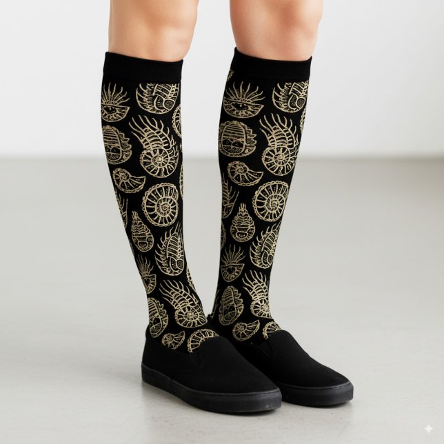 Vintages beige-fossiles Trilobit-Ammoniak-Muster Socken (Von Creator hochgeladen)