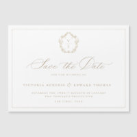 Vintages Beige Monogram-Wappen Save the Date