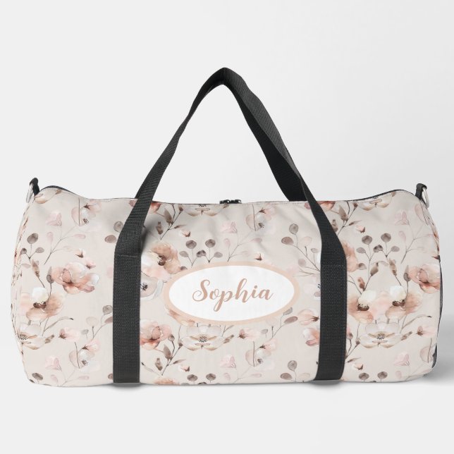 Vintages Beige-Rosa-Muster Duffle Bag (Vorderseite)