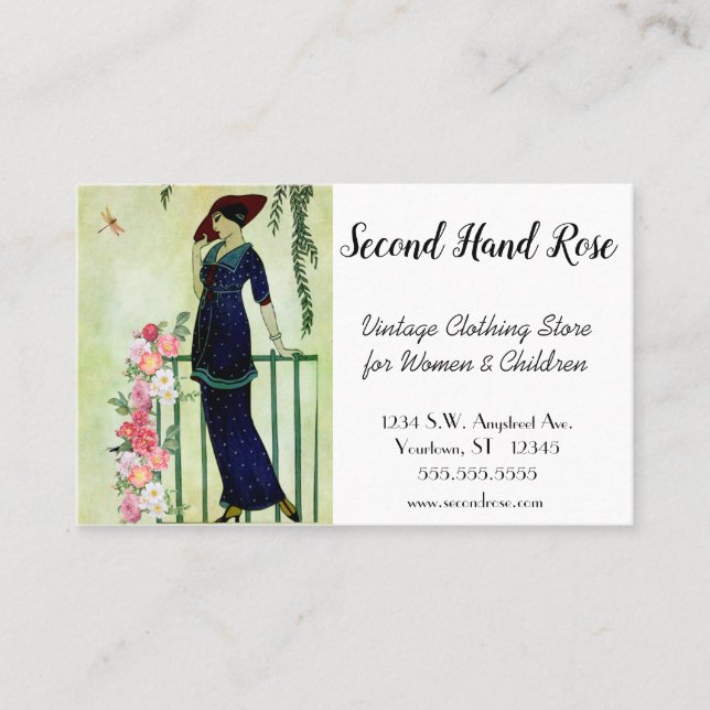 Vintages Bekleidungsgeschäft, Versandgeschäft Visitenkarte (Vorderseite)