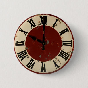 Vintages beunruhigtes Uhr-Gesicht Button