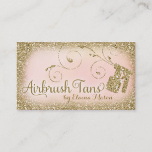 Vintages bezauberndes TAN-GoldGlitzer-Rosa der Visitenkarte