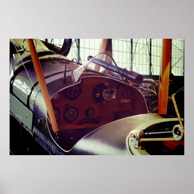 Vintages Bi-Flugzeug-Cockpit Poster (Vorne)