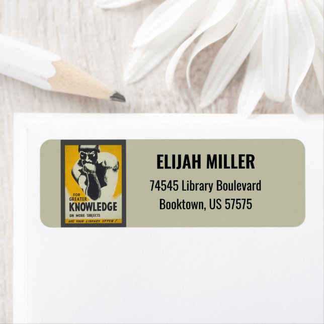 Vintages Bibliothekposter Denker Statue Librarian (Insitu)