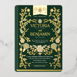 Vintages Bibliotheksbuch Folieneinladung