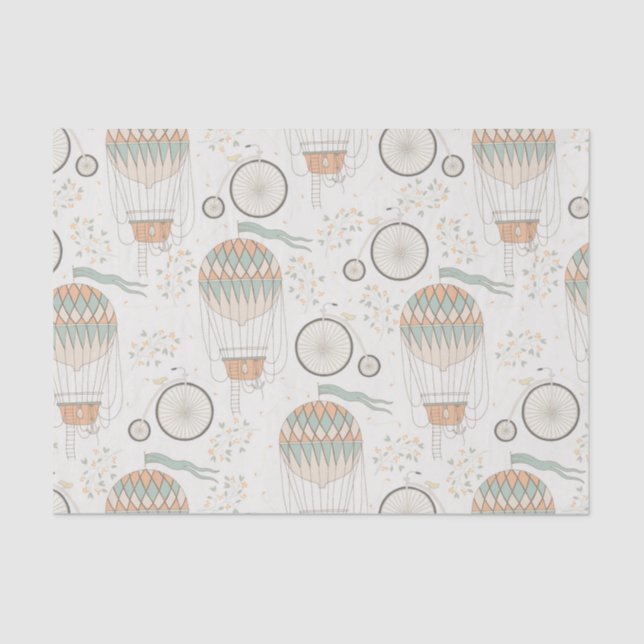 Vintages Bicycle and Hot Air Balloon Muster Seidenpapier (Vorderseite)