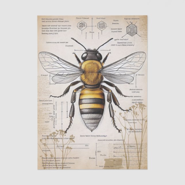 Vintages Bienendiagramm Seidenpapier (Vorderseite)