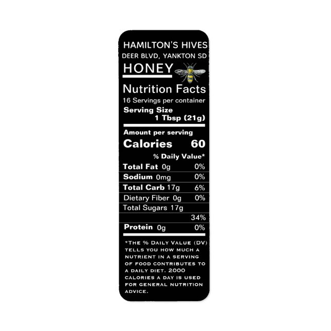 Vintages Bienenschwarz-2020-Nährstoffkennzeichen (Vorne)