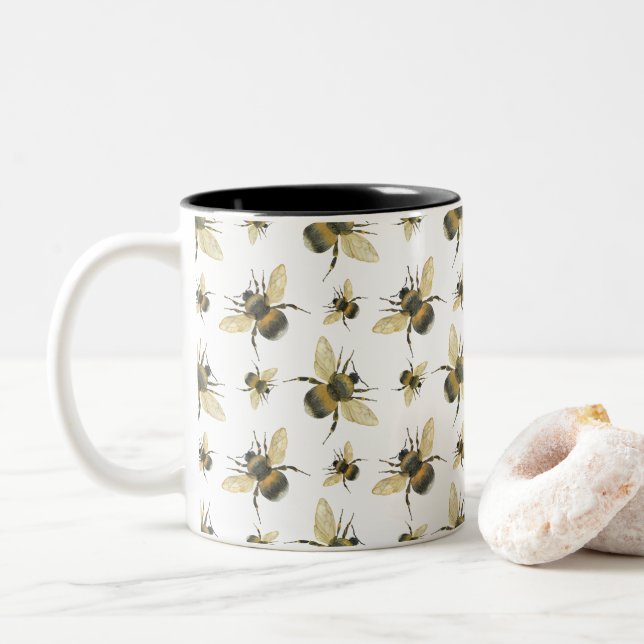 Vintages Bienenwasser Zweifarbige Tasse (Mit Donut)