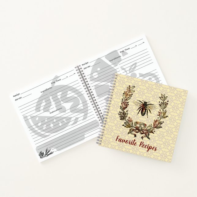 Vintages Bienenwüstenrezept Notizbuch (Innenseite)