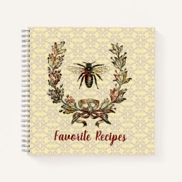 Vintages Bienenwüstenrezept Notizbuch