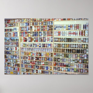 Vintages Bier, Bierkonservenwand Poster