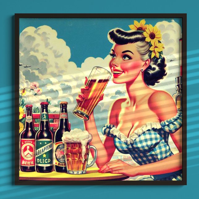Vintages Bier-Button Poster (Von Creator hochgeladen)