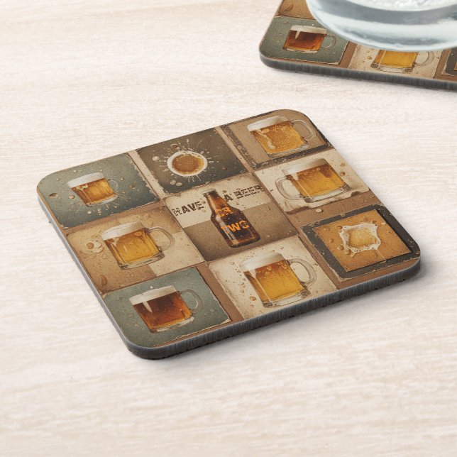 Vintages Bier Getränkeuntersetzer (Linke Seite)