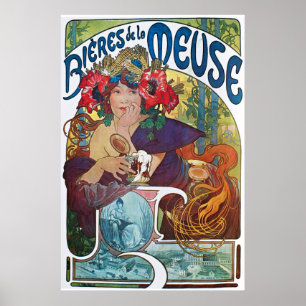 Vintages Bier Jugendstil Alphonse Mucha Poster