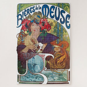 Vintages Bier Jugendstil Alphonse Mucha Puzzle