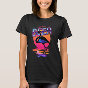 Vintages Bier trinken Sommer Rosa Flamingo T-Shirt