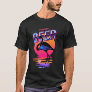 Vintages Bier trinken Sommer Rosa Flamingo T-Shirt