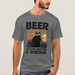 Vintages Bier, weil Mord falsch ist Funny Cat T-Shirt