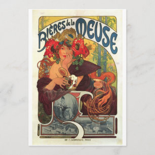 Vintages Bieres De-La Maas durch Alphonse Mucha Menükarte