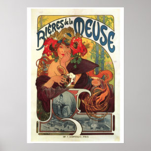 Vintages Bieres De-La Maas durch Alphonse Mucha Poster