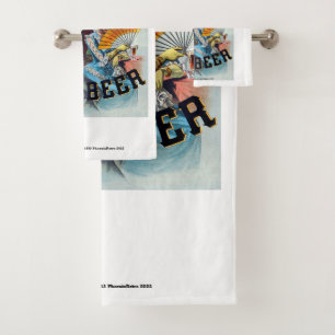 Vintages Bierposter Badhandtuch Set